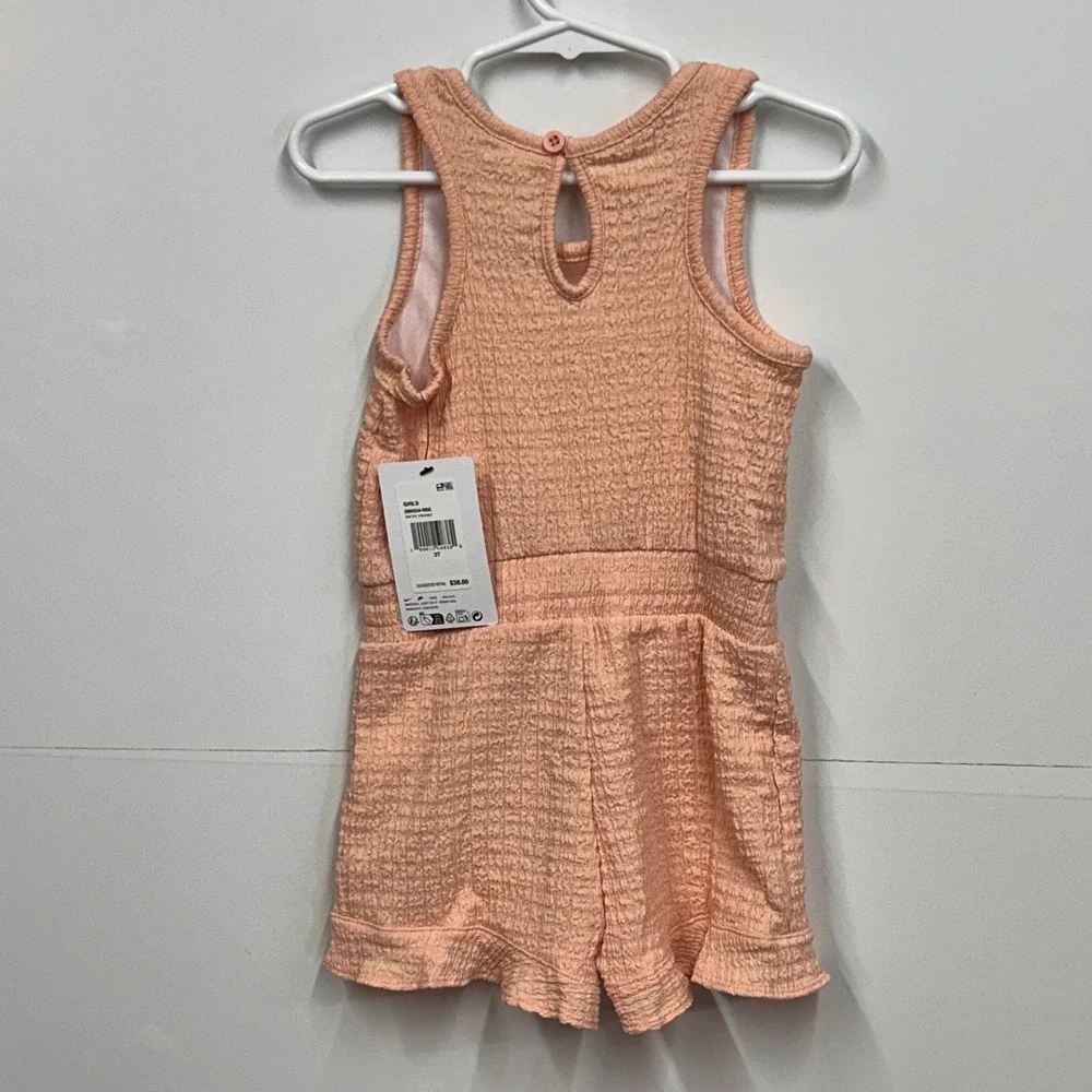 Nike Girls Arctic Orange Romper 3T Sleeveless Ruffle Hem Beach Summer Textured